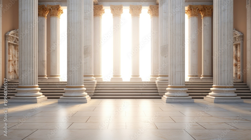Fototapeta premium 3D illustration of classic marble stone columns forming a majestic colonnade.