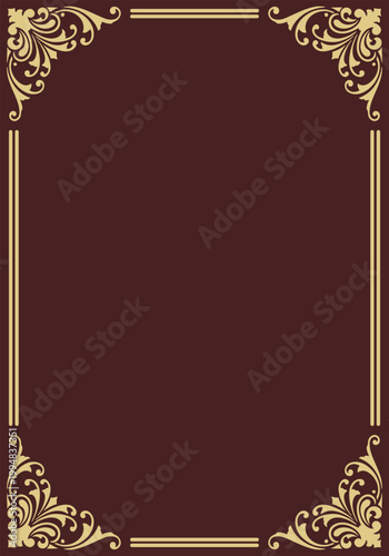 Elegant gold floral vintage frame illustration suitable for wedding invitation cover