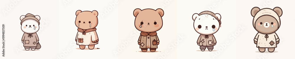 Fototapeta premium sad expression bear beggar vector
