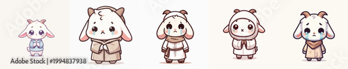 vector of sad expression goat beggar