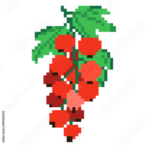 Canvas Print Pixel Art Redcurrant - Pixel Boyama Art Sample