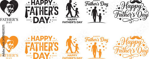 Happy Fathers Day bow tie typography banner. Father's day sale promotion calligraphy poster with doodle necktie and divider sketch line. Vector illustration
