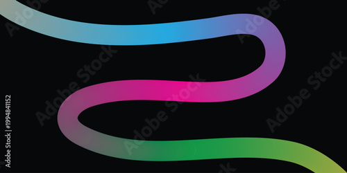 Colorful gradient ribbon with blue purple pink and green hues on dark background