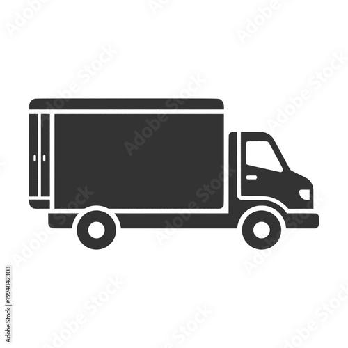 Dark Gray Delivery Truck Icon Simple Flat Design Shipping Logistics Transport Symbol