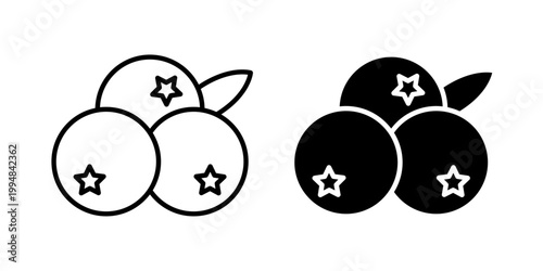 Berry icon in solid fill style, displayed in black on white background. Ideal for fruits, food, nutrition, and healthy lifestyle interfaces.
