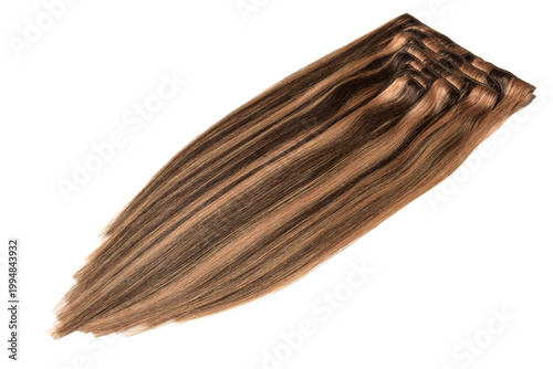 clip in straight black mix brown human hair extensions