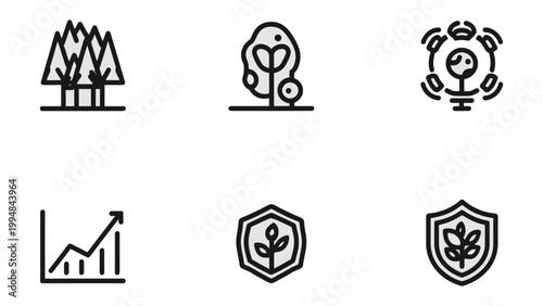 Eco-Friendly Icons: A collection of meticulously designed icons representing environmental conservation, sustainable growth, and the vital role of nature in a harmonious world.