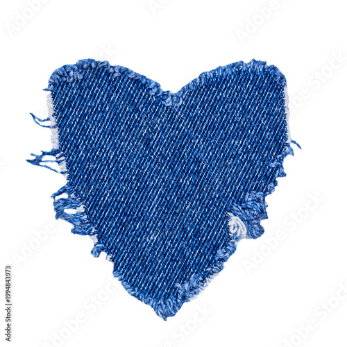 Foto Heart-shaped denim patch on a white background for crafting or clothing repair