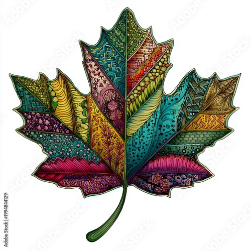 sheet with different colored patterns and a white background image with copyspace