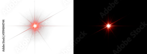 Tableau sur toile realistic red star lens flare with multiple optical rays and bright glowing core