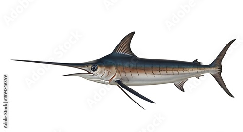 A magnificent swordfish swimming in the water