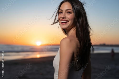 Smiling Person in Tropical Landscape Enjoying Daylight Outdoors With Nature B...