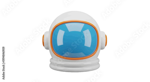 Vector illustration of 3d illustration of a white astronaut helmet with a blue visor on a transparent background