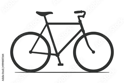 Minimalist bicycle silhouette vector, classic road bike icon, black cycling transport illustration, urban commuter bicycle graphic isolated on White Background