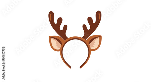 Fun holiday accessory featuring brown deer antlers and ears on a simple headband for festive christmas parties and events.