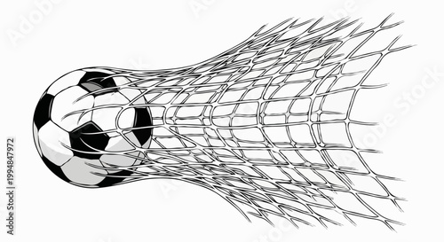 A soccer ball scores a goal in a match