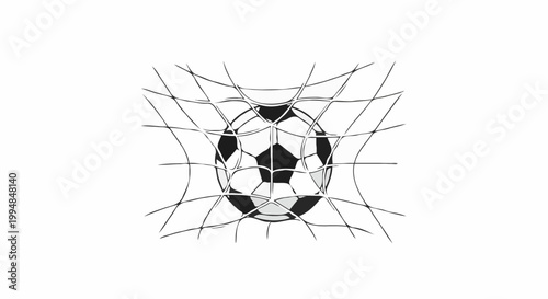A soccer ball nestled perfectly within the goal net, symbolizing a successful score