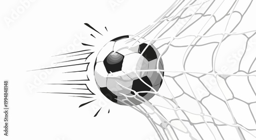 A soccer ball soaring into a net, capturing the thrill of the game 