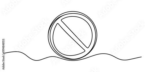 Continuous line drawing of a prohibition sign