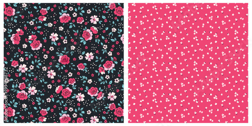Ditsy Roses set of 2 prints for spring summer fabrics and textiles for kids womens clothing