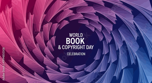 World Book and Copyright Day Celebration Poster with Swirling Abstract Background