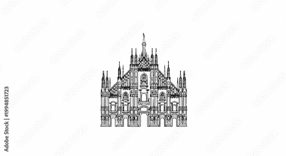 Obraz premium Ornate Gothic cathedral facade with spires and detailed ornamentation