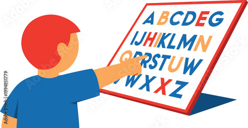 Alphabet Classroom Learning Scene Flat Vector Illustration Set
