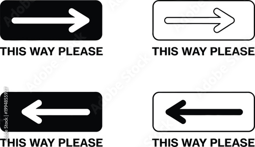 This way please directional arrow signs set black vector icons navigation guidance symbols