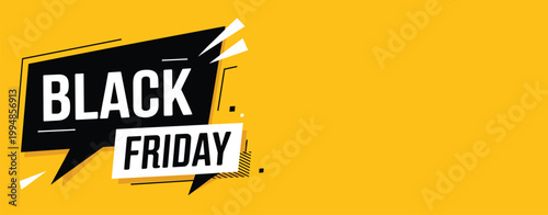 Black Friday Sale Banner With Yellow Background shopping