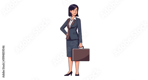 Confident businesswoman in formal attire holding briefcase