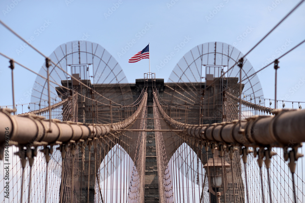 Fototapeta premium Cityscape With Iconic Structures. Urban Scene With Historic And Modern Elements new york