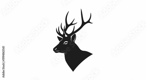 Silhouette of a deer's head with antlers