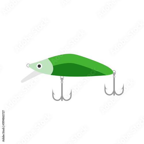 Vintage old fishing lure isolated on white background. Crank bait gold fishing for a predator. Bait for fish flat design illustration