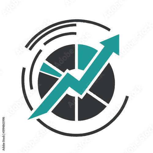 Financial Growth Arrow Over Pie Chart Icon.