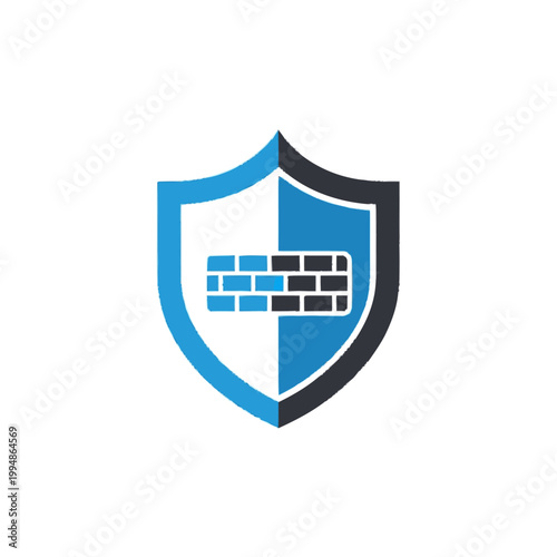 Shield with Brick Wall Symbolizing Security and Protection.