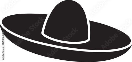 Sombrero hat icon illustration flat black and white simple graphic design element with sun