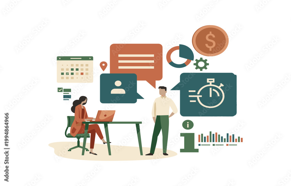 Fototapeta premium Business professionals collaborate on a project with digital tools and data visualization business collaboration teamwork planning strategy communication technology analytics information