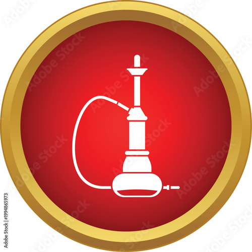 Hookah water pipe smoking culture icon in red circle