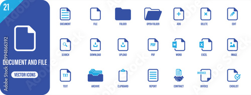 Document File Icon Set – Office Data and File Management Symbols Collection