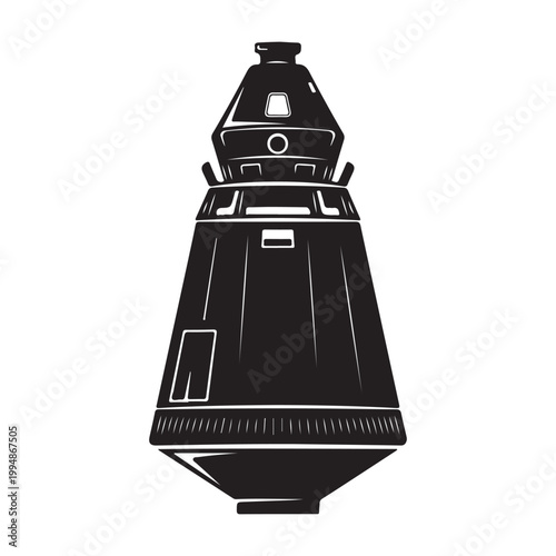 Futuristic spaceship design in stark black minimalist silhouette
