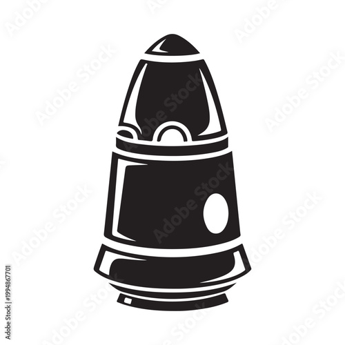 Futuristic spaceship design in stark black minimalist silhouette