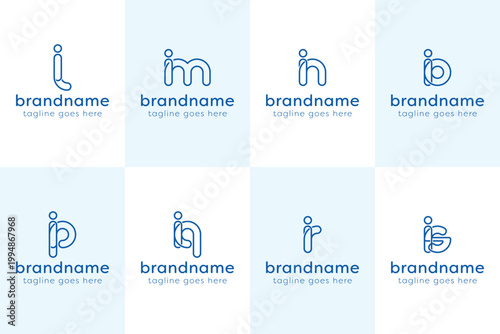 Letters IL IM IN IO IP IQ IR IS Monogram Line Logo