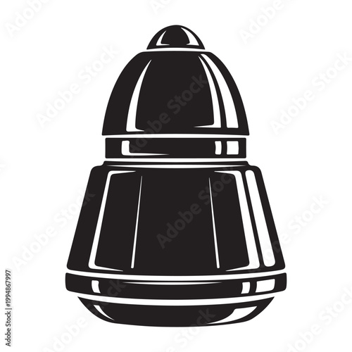 Futuristic spaceship design in stark black minimalist silhouette