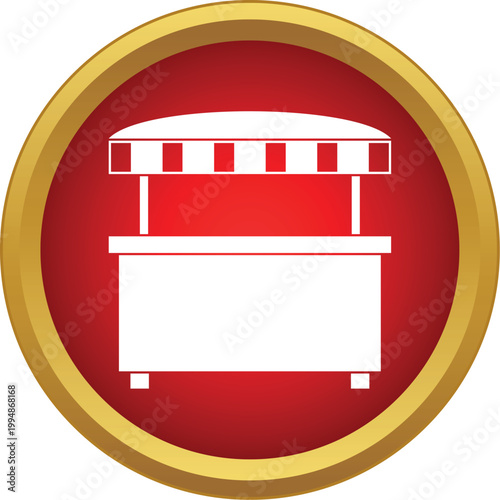 Simple flat style icon depicting an empty hawker stall or kiosk for street selling