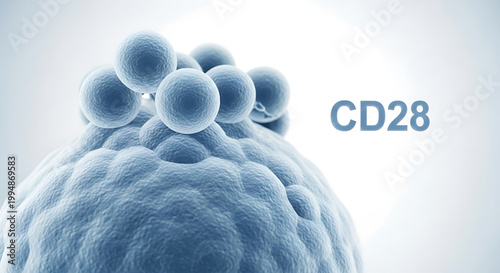 A detailed illustration of a CD28 molecule on the surface of a cell