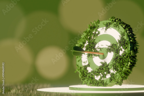 Sustainability target: green bullseye with dart representing environmental goals