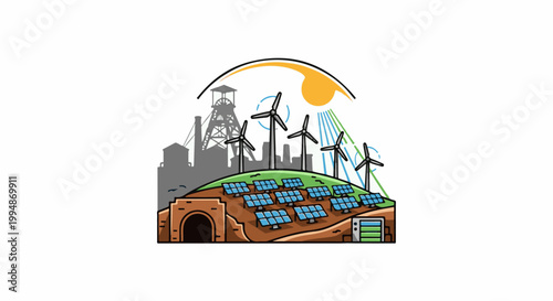 Renewable energy sources contrast with industrial past