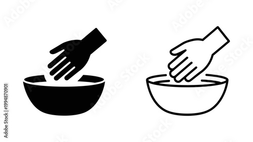 Hand washing icon a hand dipping into a bowl of water substance illustration cleanliness refreshment domestic personal