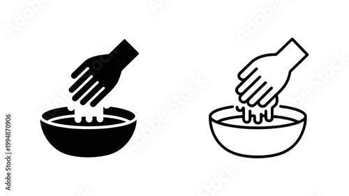 Hand washing icon a hand dipping into a bowl of water with ripples substance illustration cleanliness refreshment domestic