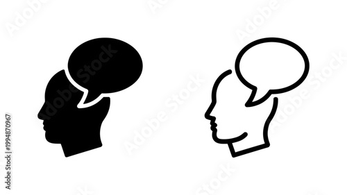 Head silhouette with speech bubble icon communication concept silhouette communication dialogue conversation thinking